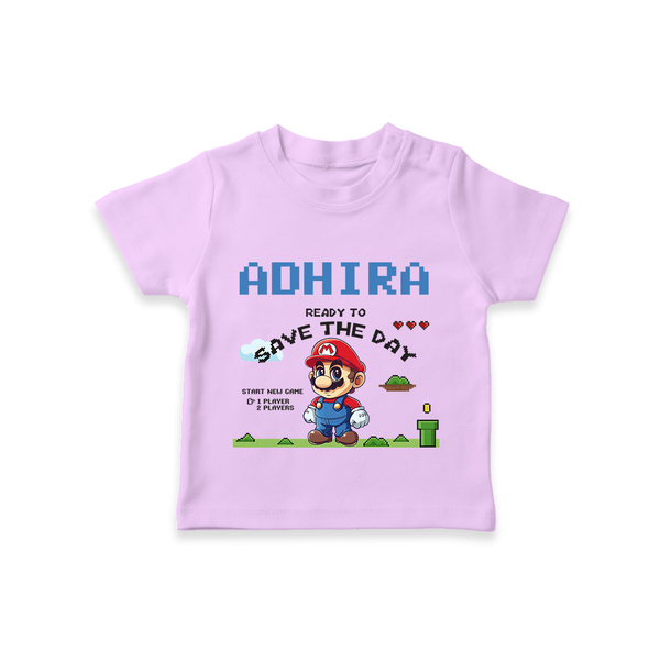 Little Mario T-Shirt | Personalized Baby T-Shirt for Little Game Heroes - LILAC - 0-5 Months Old (Chest 17")