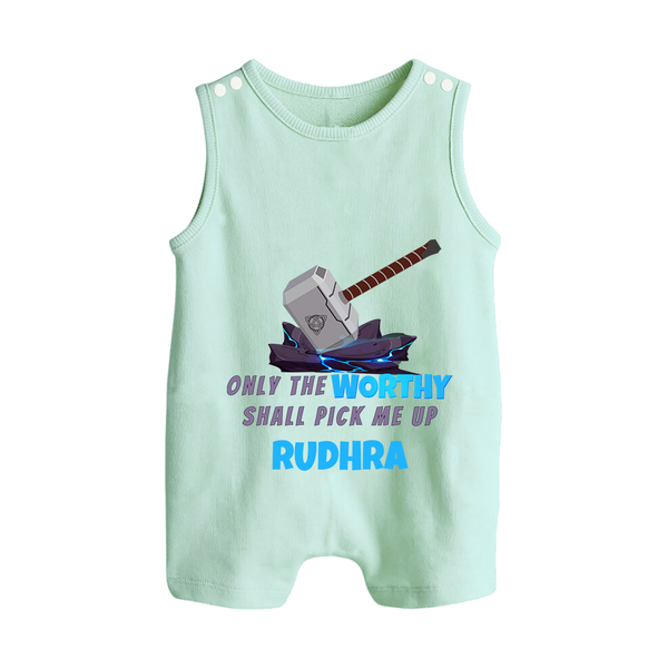 Little Thor Romper Suit / Sleeveless Romper | Personalized Baby Romper Suit / Sleeveless Romper for Little Gods of Thunder - MINT GREEN - 0 - 5 Months Old (Chest 18")
