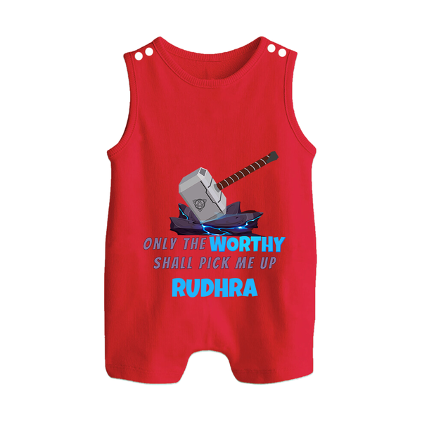 Little Thor Romper Suit / Sleeveless Romper | Personalized Baby Romper Suit / Sleeveless Romper for Little Gods of Thunder - RED - 0 - 5 Months Old (Chest 18")