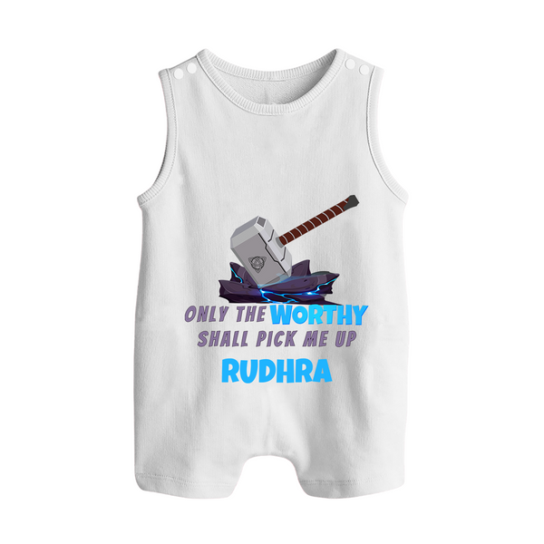 Little Thor Romper Suit / Sleeveless Romper | Personalized Baby Romper Suit / Sleeveless Romper for Little Gods of Thunder - WHITE - 0 - 5 Months Old (Chest 18")