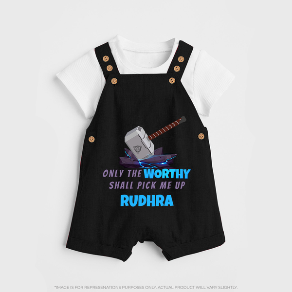 Little Thor Dungaree Set | Personalized Baby Dungaree Set for Little Gods of Thunder - BLACK - 0 - 5 Months Old (Chest 18")