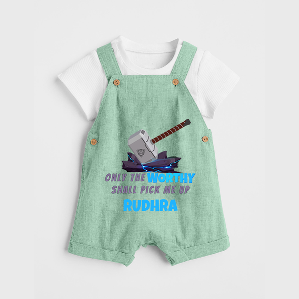 Little Thor Dungaree Set | Personalized Baby Dungaree Set for Little Gods of Thunder - MINT GREEN - 0 - 5 Months Old (Chest 18")
