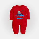 Little Thor Sleep Suit / Full Sleeve Bodysuit | Personalized Baby Sleep Suit / Full Sleeve Bodysuit for Little Gods of Thunder - RED - New Born (Chest 7.5")