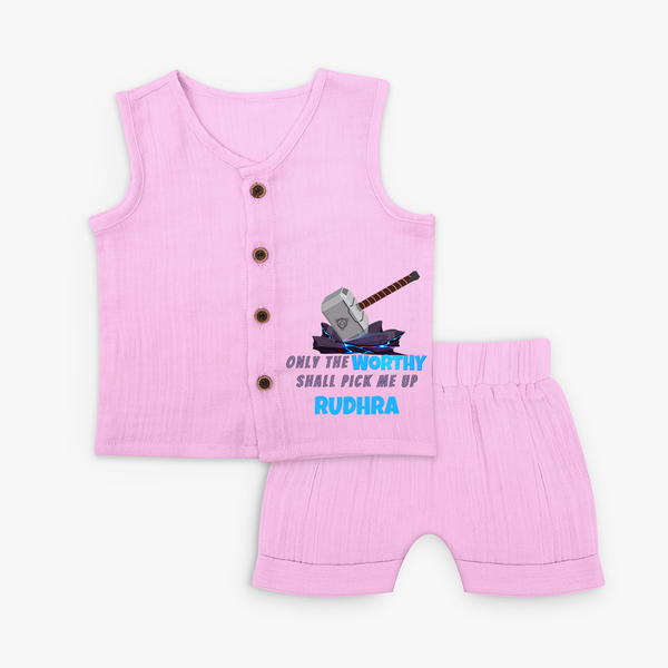 Little Thor Jabla Set | Personalized Baby Jabla Set for Little Gods of Thunder - BABY PINK - 0 - 3 Months Old (Chest 9.8")