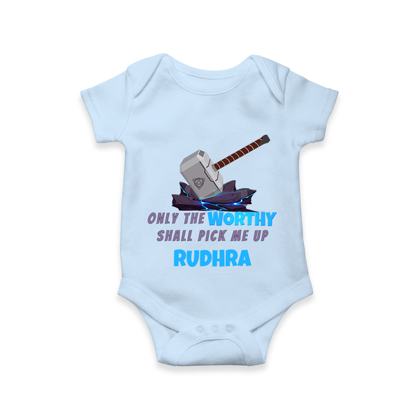 Little Thor Romper | Personalized Baby Romper for Little Gods of Thunder - BABY BLUE - New Born (Chest 14")