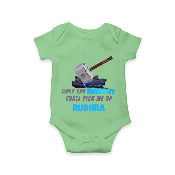 Little Thor Romper | Personalized Baby Romper for Little Gods of Thunder - GREEN - New Born (Chest 14")