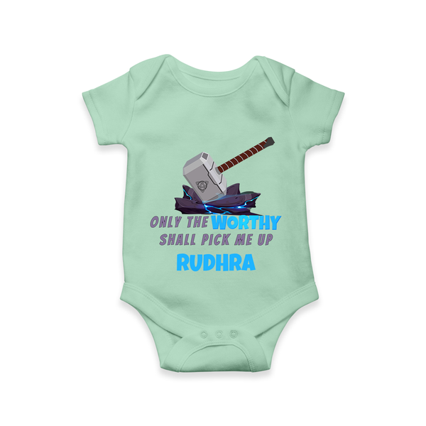 Little Thor Romper | Personalized Baby Romper for Little Gods of Thunder - MINT GREEN - New Born (Chest 14")