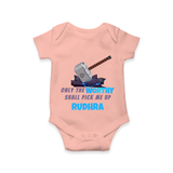 Little Thor Romper | Personalized Baby Romper for Little Gods of Thunder - PEACH - New Born (Chest 14")