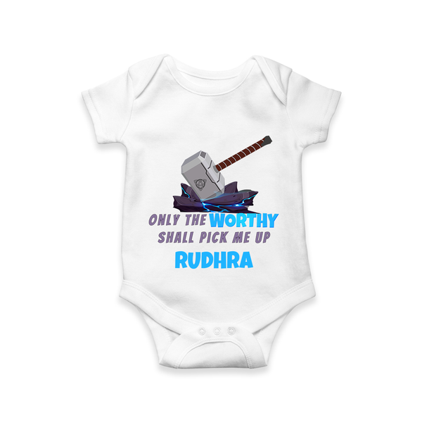 Little Thor Romper | Personalized Baby Romper for Little Gods of Thunder - WHITE - New Born (Chest 14")