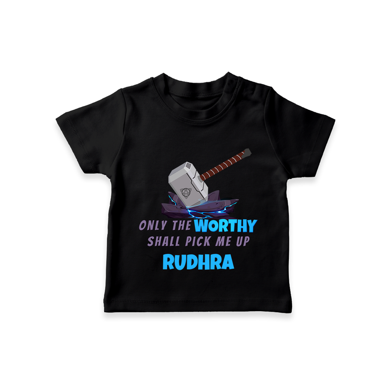 Little Thor T-Shirt | Personalized Baby T-Shirt for Little Gods of Thunder - BLACK - 0-5 Months Old (Chest 17")