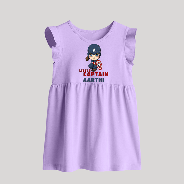 Little Captain America Baby Frock | Personalized Baby Baby Frock for Little Heroes - LILAC - 0 - 3 Months Old (Chest 17")