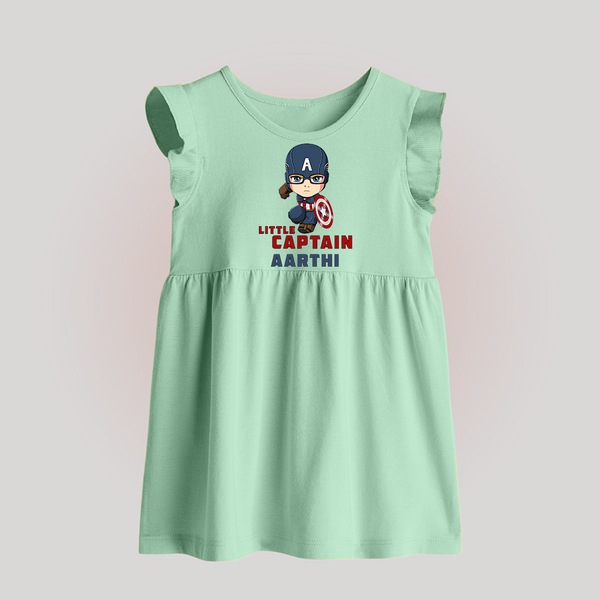 Little Captain America Baby Frock | Personalized Baby Baby Frock for Little Heroes - MINT GREEN - 0 - 3 Months Old (Chest 17")