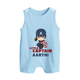 Little Captain America Romper Suit / Sleeveless Romper | Personalized Baby Romper Suit / Sleeveless Romper for Little Heroes - BABY BLUE - 0 - 5 Months Old (Chest 18")