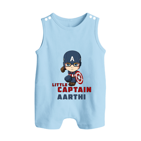 Little Captain America Romper Suit / Sleeveless Romper | Personalized Baby Romper Suit / Sleeveless Romper for Little Heroes - BABY BLUE - 0 - 5 Months Old (Chest 18")