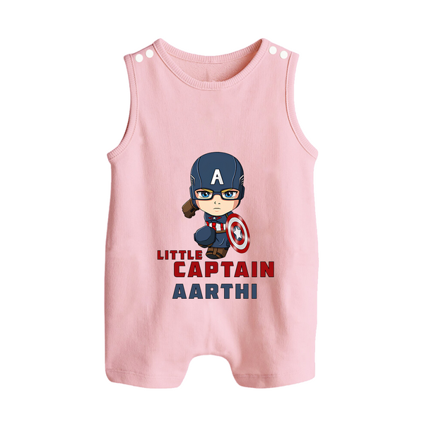 Little Captain America Romper Suit / Sleeveless Romper | Personalized Baby Romper Suit / Sleeveless Romper for Little Heroes - BABY PINK - 0 - 5 Months Old (Chest 18")