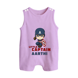 Little Captain America Romper Suit / Sleeveless Romper | Personalized Baby Romper Suit / Sleeveless Romper for Little Heroes - LILAC - 0 - 5 Months Old (Chest 18")