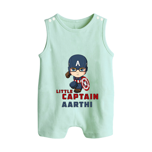 Little Captain America Romper Suit / Sleeveless Romper | Personalized Baby Romper Suit / Sleeveless Romper for Little Heroes - MINT GREEN - 0 - 5 Months Old (Chest 18")