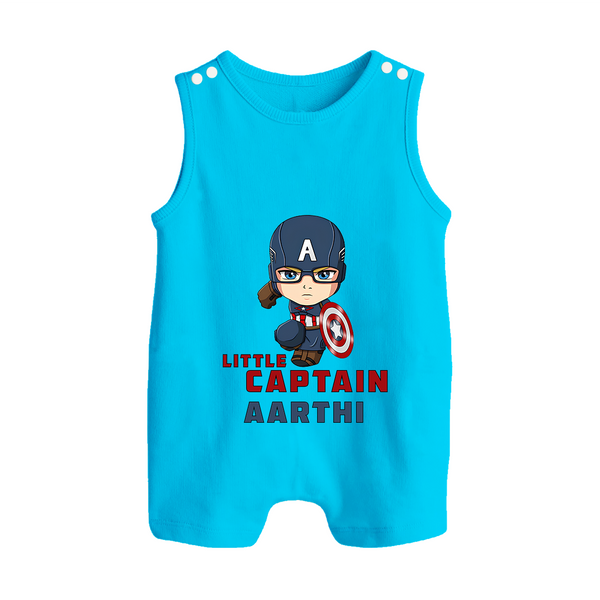 Little Captain America Romper Suit / Sleeveless Romper | Personalized Baby Romper Suit / Sleeveless Romper for Little Heroes - SKY BLUE - 0 - 5 Months Old (Chest 18")
