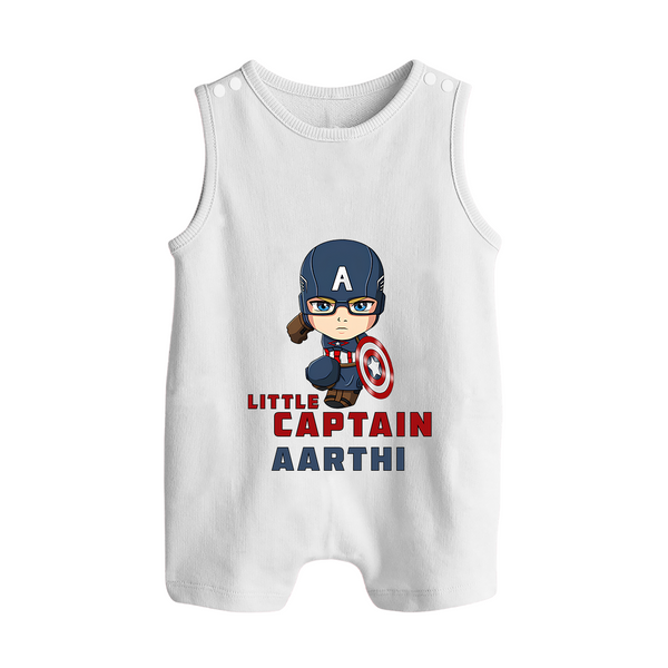 Little Captain America Romper Suit / Sleeveless Romper | Personalized Baby Romper Suit / Sleeveless Romper for Little Heroes - WHITE - 0 - 5 Months Old (Chest 18")