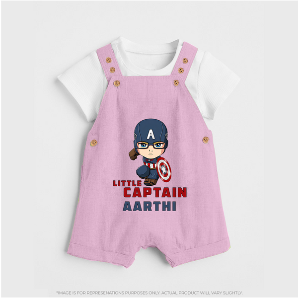 Little Captain America Dungaree Set | Personalized Baby Dungaree Set for Little Heroes - BABY PINK - 0 - 5 Months Old (Chest 18")