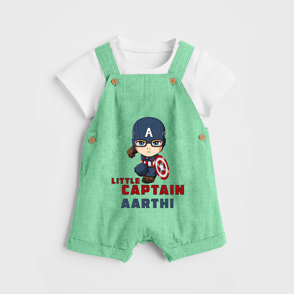 Little Captain America Dungaree Set | Personalized Baby Dungaree Set for Little Heroes - GREEN - 0 - 5 Months Old (Chest 18")