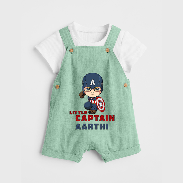 Little Captain America Dungaree Set | Personalized Baby Dungaree Set for Little Heroes - MINT GREEN - 0 - 5 Months Old (Chest 18")