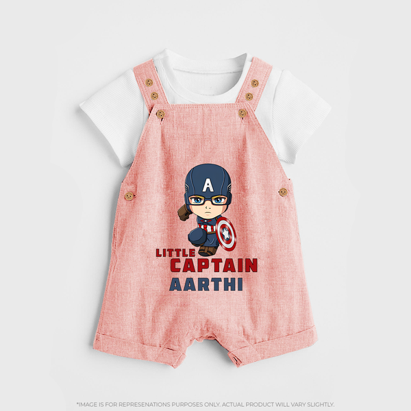 Little Captain America Dungaree Set | Personalized Baby Dungaree Set for Little Heroes - PEACH - 0 - 5 Months Old (Chest 18")