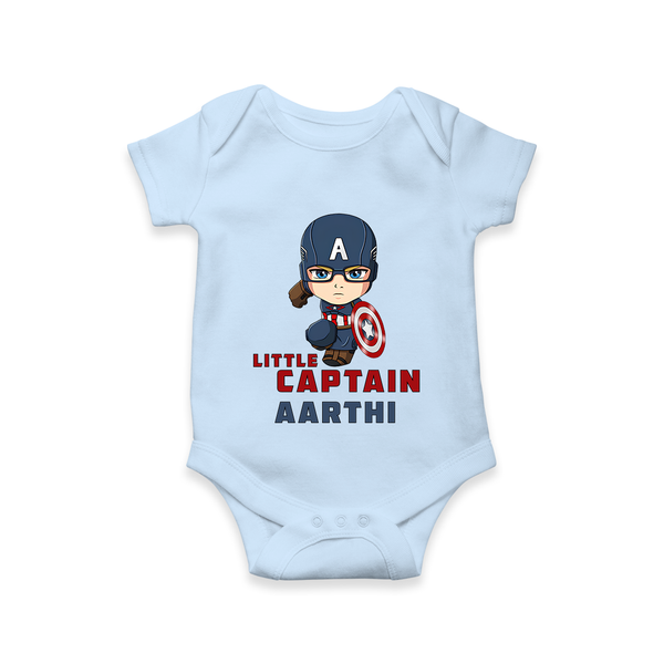 Little Captain America Romper | Personalized Baby Romper for Little Heroes - BABY BLUE - New Born (Chest 14")