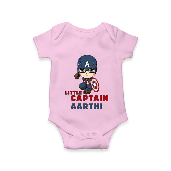 Little Captain America Romper | Personalized Baby Romper for Little Heroes - BABY PINK - New Born (Chest 14")