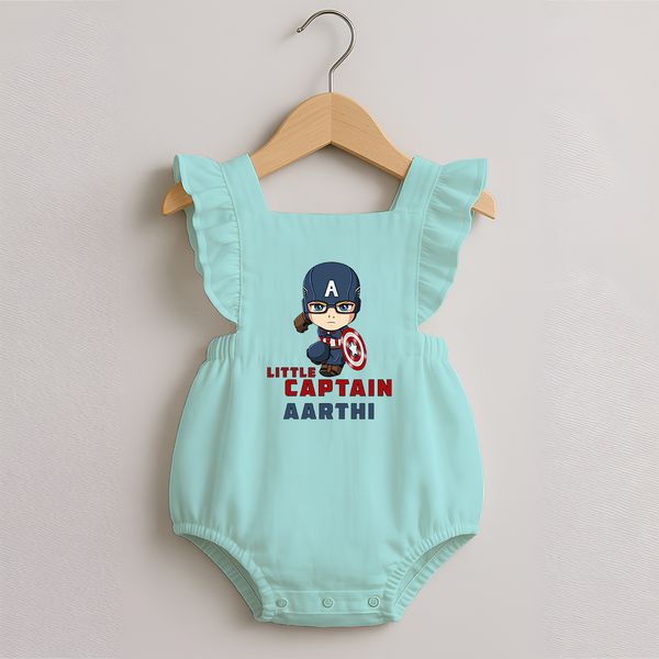 Little Captain America Romper Frock | Personalized Baby Romper Frock for Little Heroes - MINT GREEN - 0 - 3 Months Old (Chest 19")