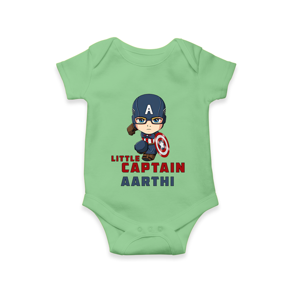 Little Captain America Romper | Personalized Baby Romper for Little Heroes - GREEN - New Born (Chest 14")