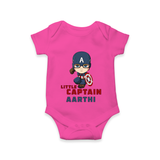 Little Captain America Romper | Personalized Baby Romper for Little Heroes - HOT PINK - New Born (Chest 14")