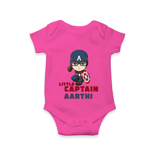 Little Captain America Romper | Personalized Baby Romper for Little Heroes - HOT PINK - New Born (Chest 14")