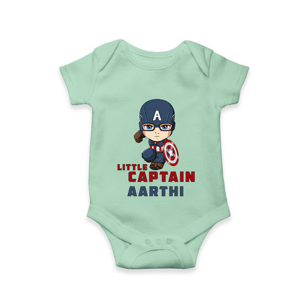 Little Captain America Romper | Personalized Baby Romper for Little Heroes - MINT GREEN - New Born (Chest 14")