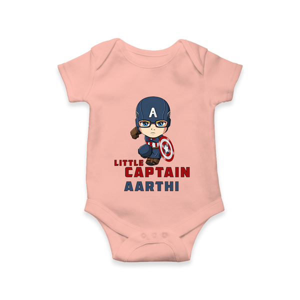 Little Captain America Romper | Personalized Baby Romper for Little Heroes - PEACH - New Born (Chest 14")