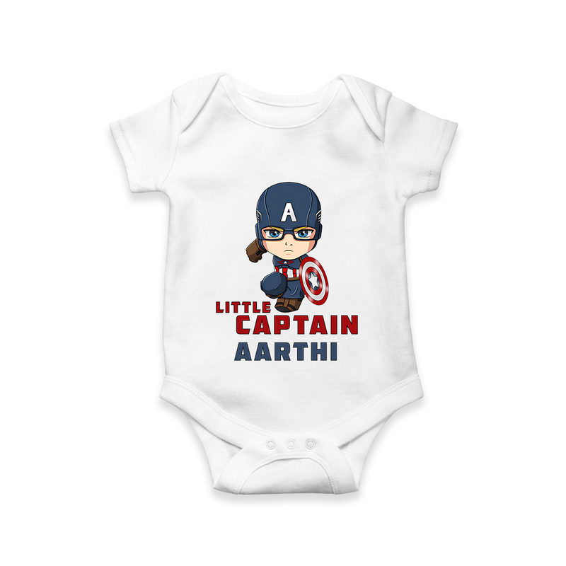 Little Captain America Romper | Personalized Baby Romper for Little Heroes - WHITE - New Born (Chest 14")