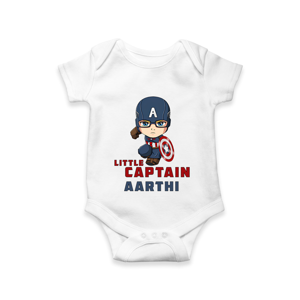 Little Captain America Romper | Personalized Baby Romper for Little Heroes - WHITE - New Born (Chest 14")