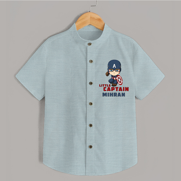 Little Captain America Shirt | Personalized Baby Shirt for Little Heroes - ARCTIC BLUE - 0 - 6 Months Old (Chest 23")