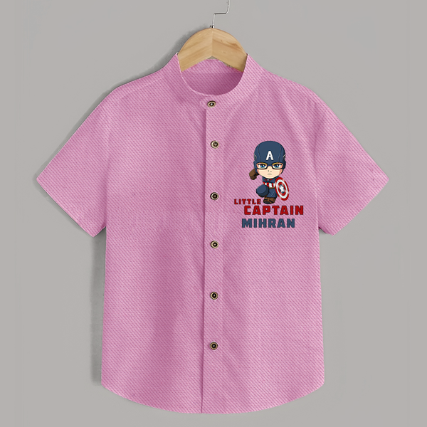 Little Captain America Shirt | Personalized Baby Shirt for Little Heroes - BABY PINK - 0 - 6 Months Old (Chest 23")