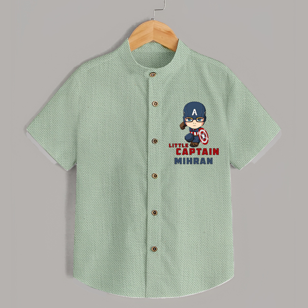 Little Captain America Shirt | Personalized Baby Shirt for Little Heroes - MINT GREEN - 0 - 6 Months Old (Chest 23")