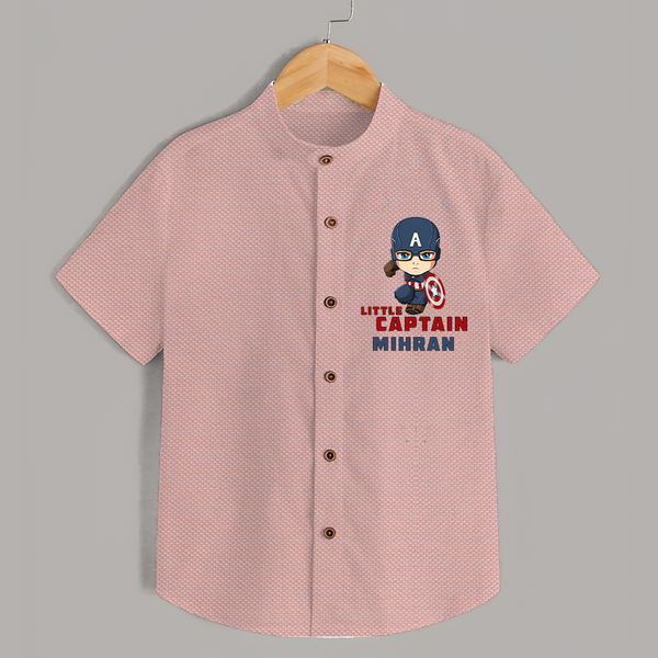 Little Captain America Shirt | Personalized Baby Shirt for Little Heroes - PEACH - 0 - 6 Months Old (Chest 23")