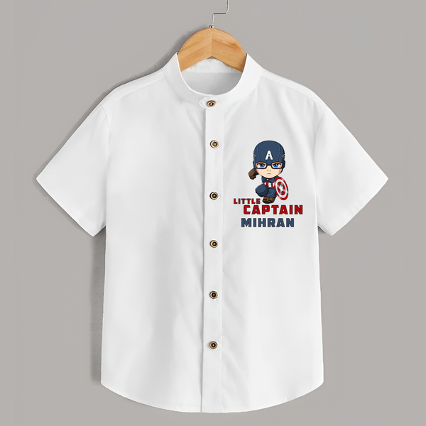 Little Captain America Shirt | Personalized Baby Shirt for Little Heroes - WHITE - 0 - 6 Months Old (Chest 23")