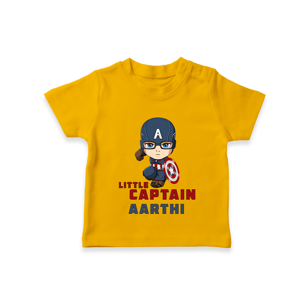 Little Captain America T-Shirt | Personalized Baby T-Shirt for Little Heroes - CHROME YELLOW - 0-5 Months Old (Chest 17")