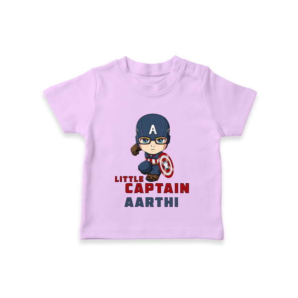 Little Captain America T-Shirt | Personalized Baby T-Shirt for Little Heroes - LILAC - 0-5 Months Old (Chest 17")
