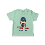 Little Captain America T-Shirt | Personalized Baby T-Shirt for Little Heroes - MINT GREEN - 0-5 Months Old (Chest 17")