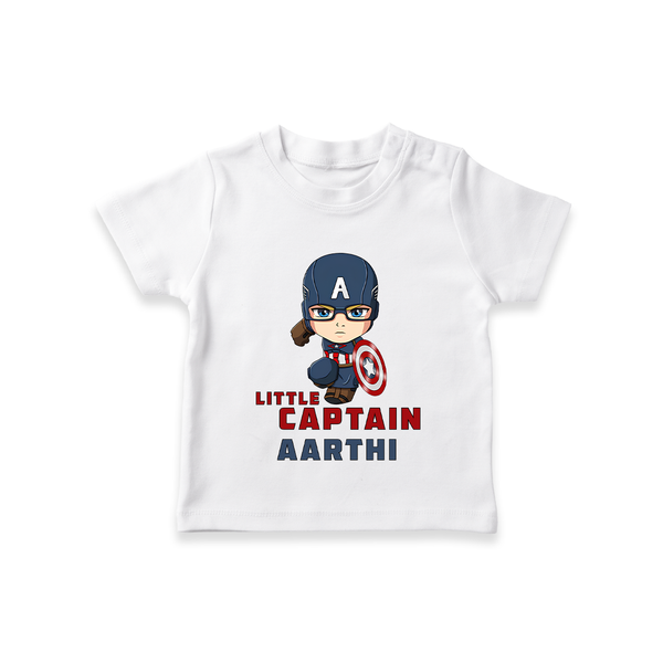 Little Captain America T-Shirt | Personalized Baby T-Shirt for Little Heroes - WHITE - 0-5 Months Old (Chest 17")