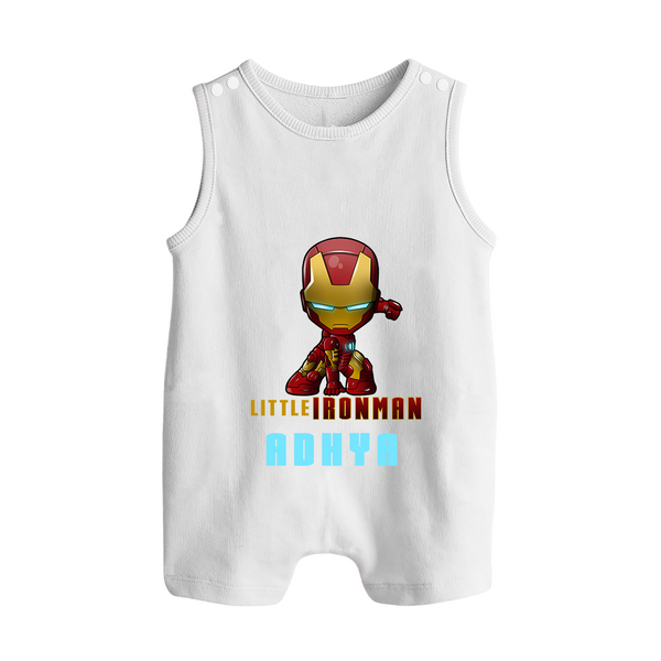 Little Iron Man Romper Suit / Sleeveless Romper | Personalized Romper Suit / Sleeveless Romper for Little Tech Geniuses - WHITE - 0 - 5 Months Old (Chest 18")