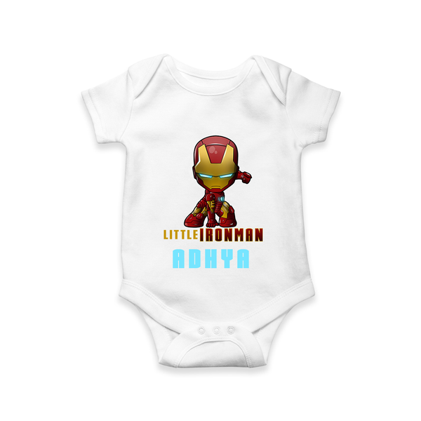 Little Iron Man Romper | Personalized Baby Romper for Little Tech Geniuses - WHITE - New Born (Chest 14")