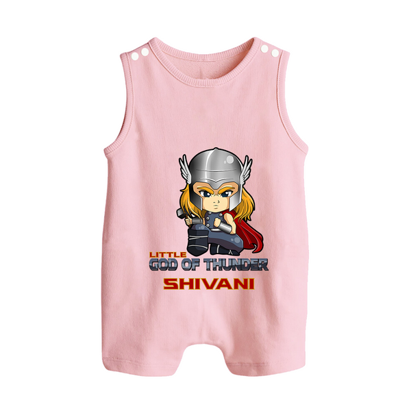 Little God of Thunder Romper Suit / Sleeveless Romper | Personalized Romper Suit / Sleeveless Romper for Little Thunder Gods - BABY PINK - 0 - 5 Months Old (Chest 18")