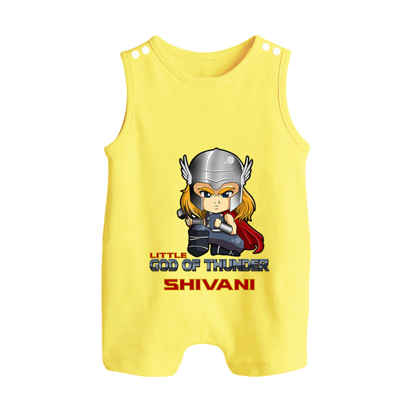 Little God of Thunder Romper Suit / Sleeveless Romper | Personalized Romper Suit / Sleeveless Romper for Little Thunder Gods - PASTEL YELLOW - 0 - 5 Months Old (Chest 18")